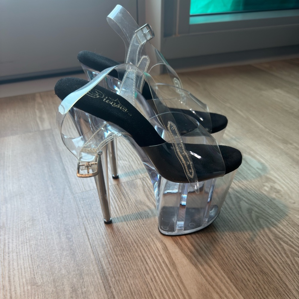 Pleaser Clear and Black Platform Heels